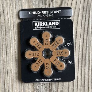 8ct Kirkland Signature Hearing Aid Batteries #312 Zinc Air Long Lasting NEW!